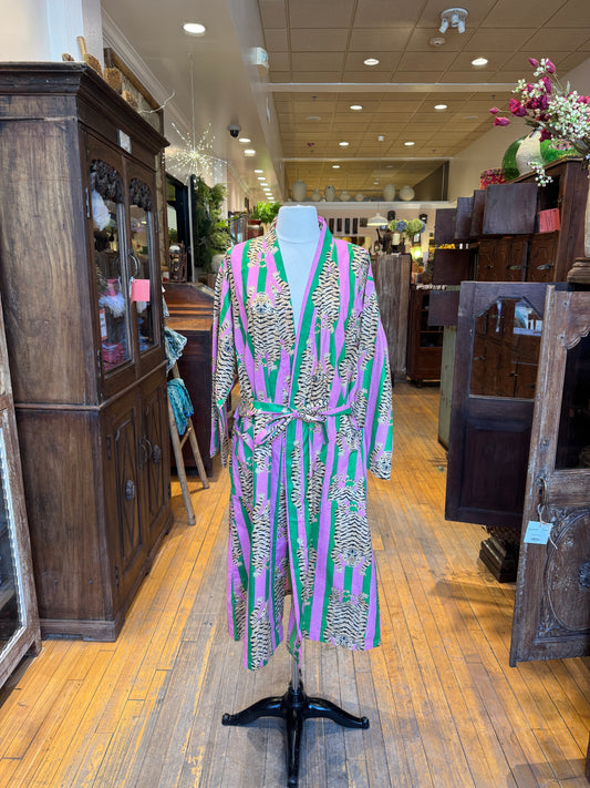 Tiger Print Pink & Green Robe