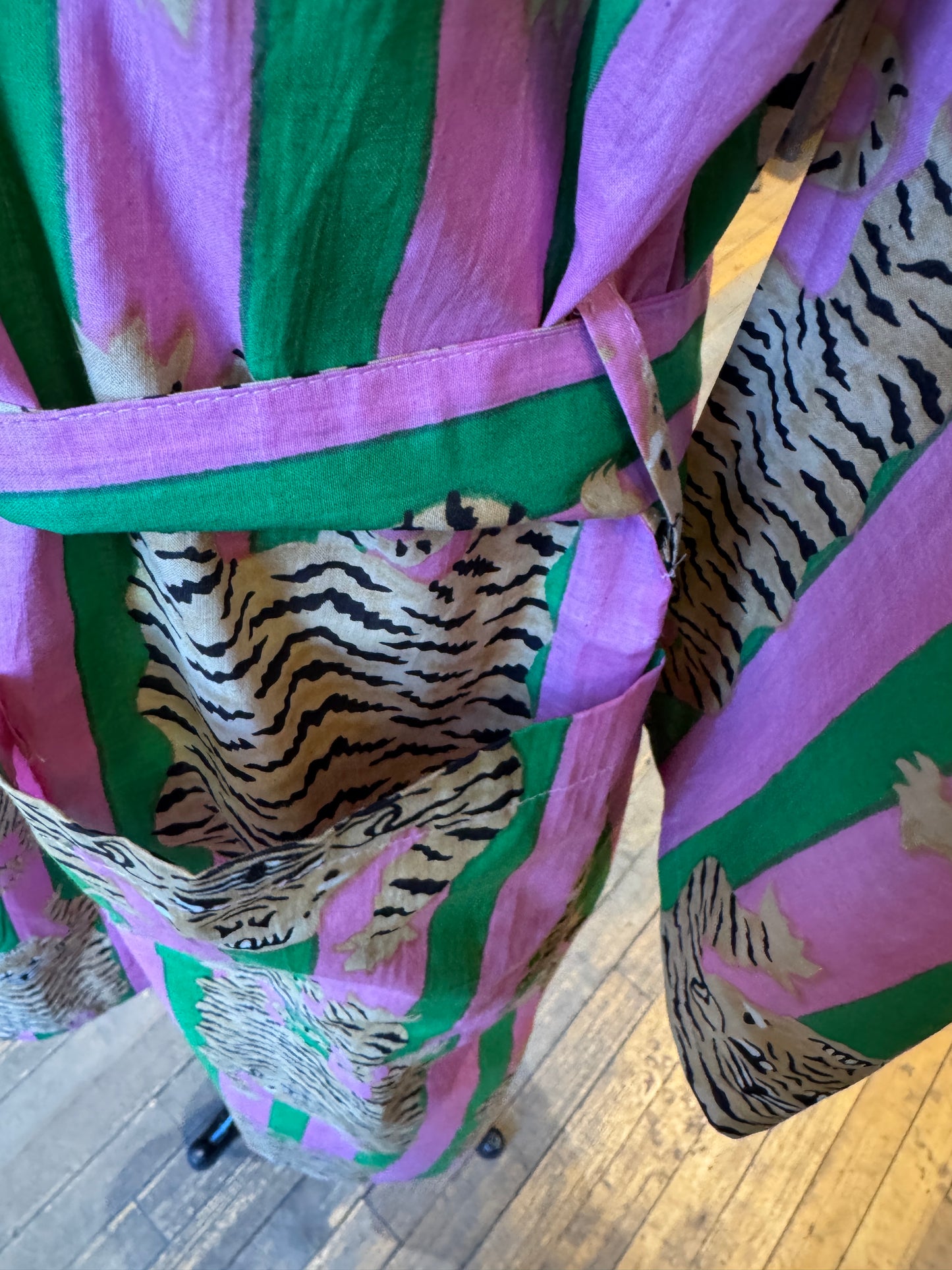 Tiger Print Pink & Green Robe