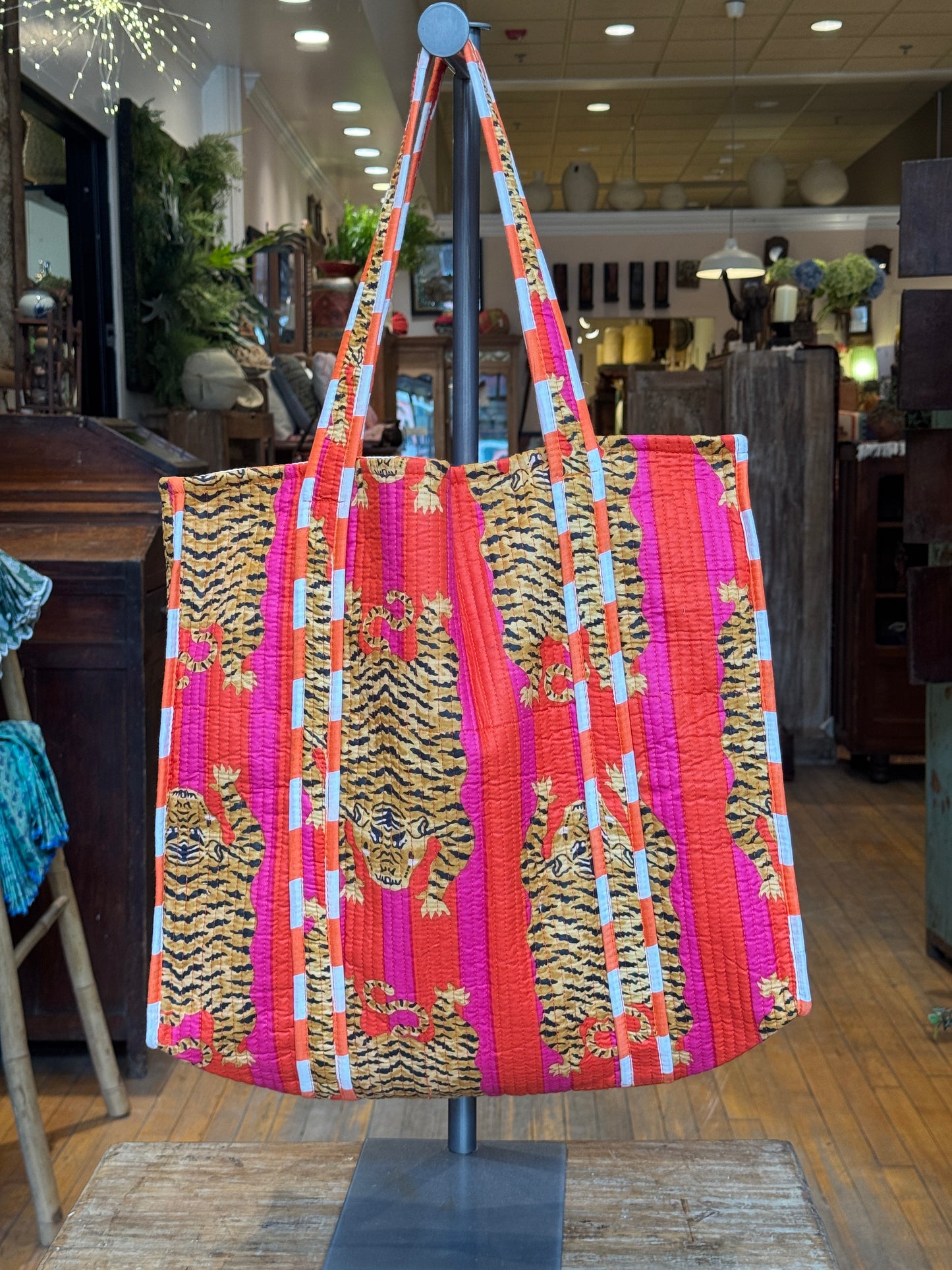 Hot Pink & Orange Cotton Tiger Tote
