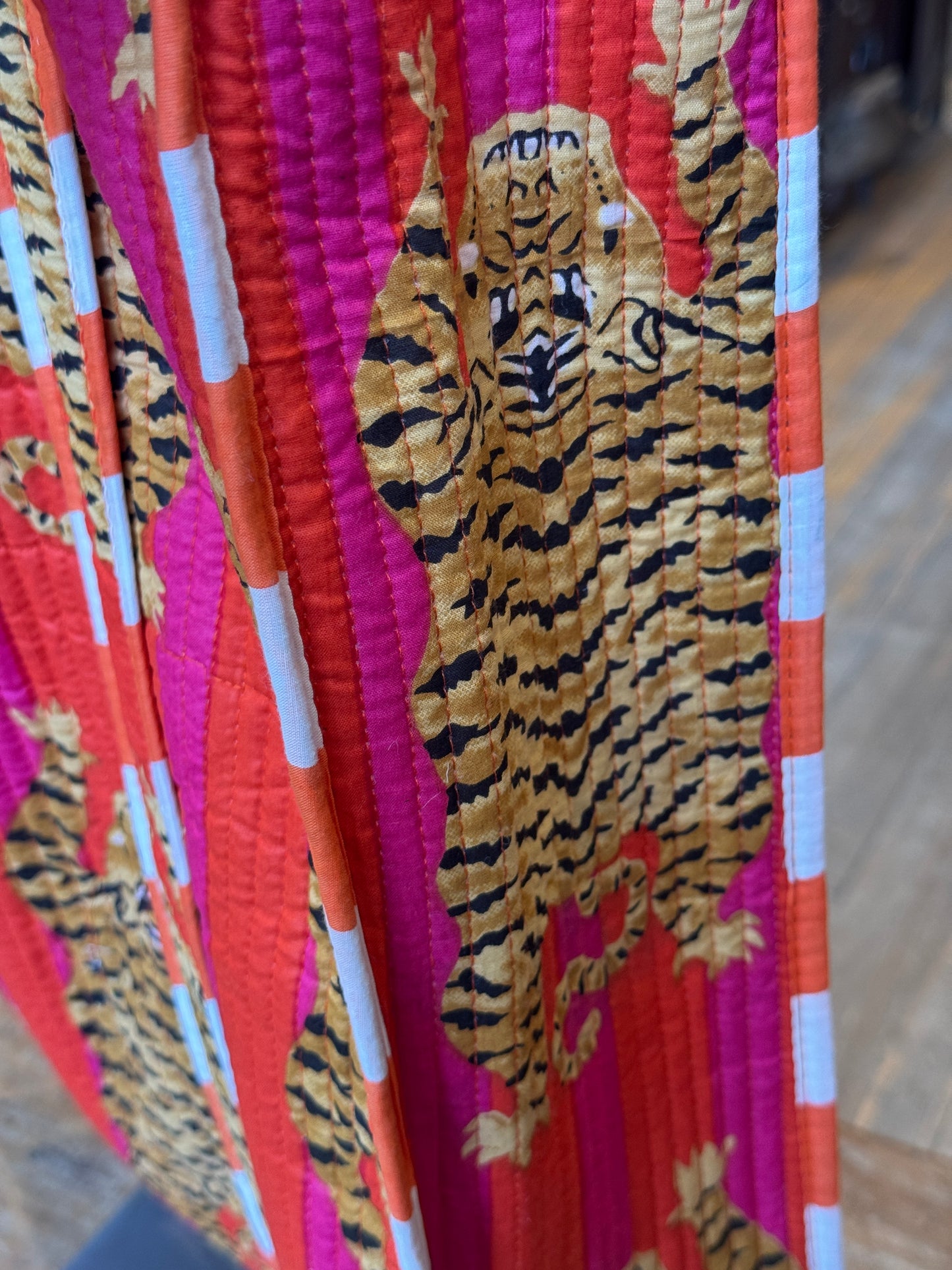 Hot Pink & Orange Cotton Tiger Tote