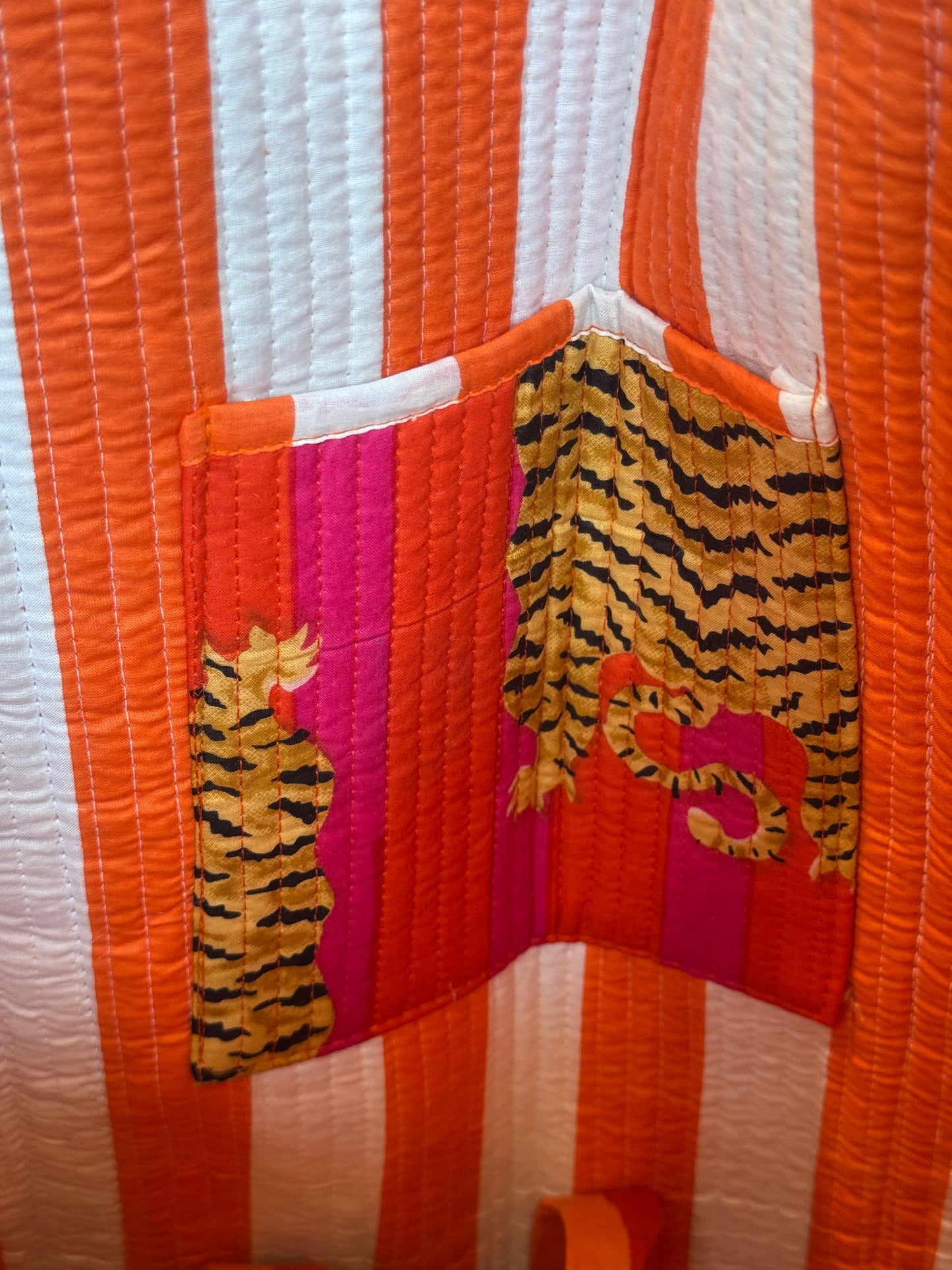 Hot Pink & Orange Cotton Tiger Tote