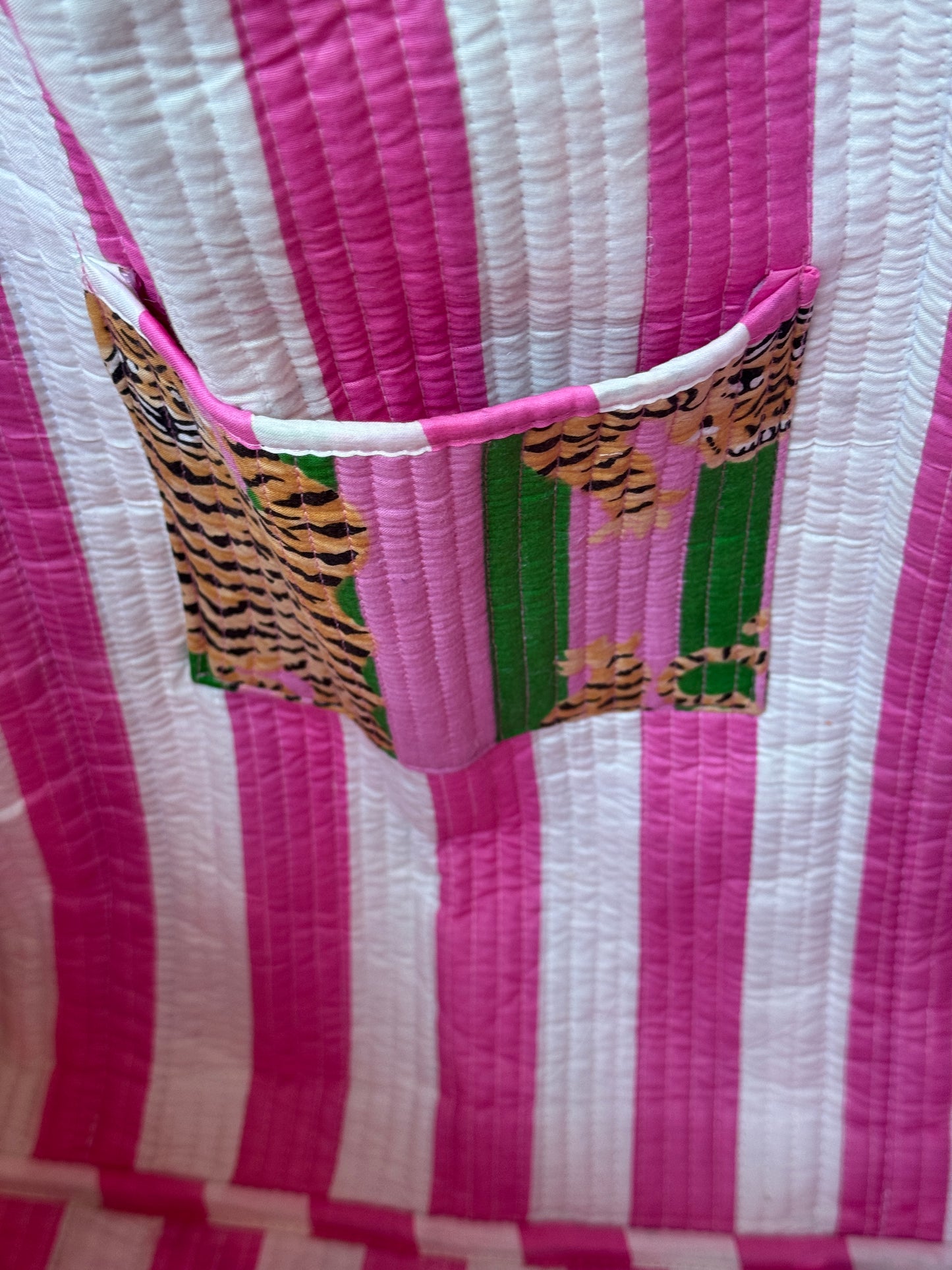 Pink & Green Cotton Tiger Tote
