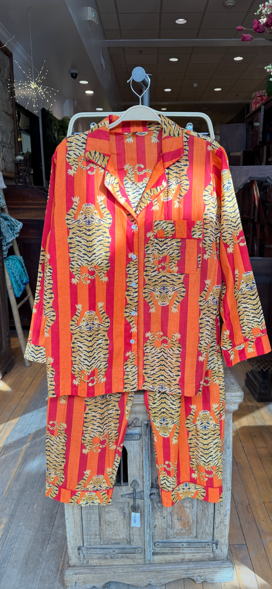 Tiger Print Orange Stripe Pajamas