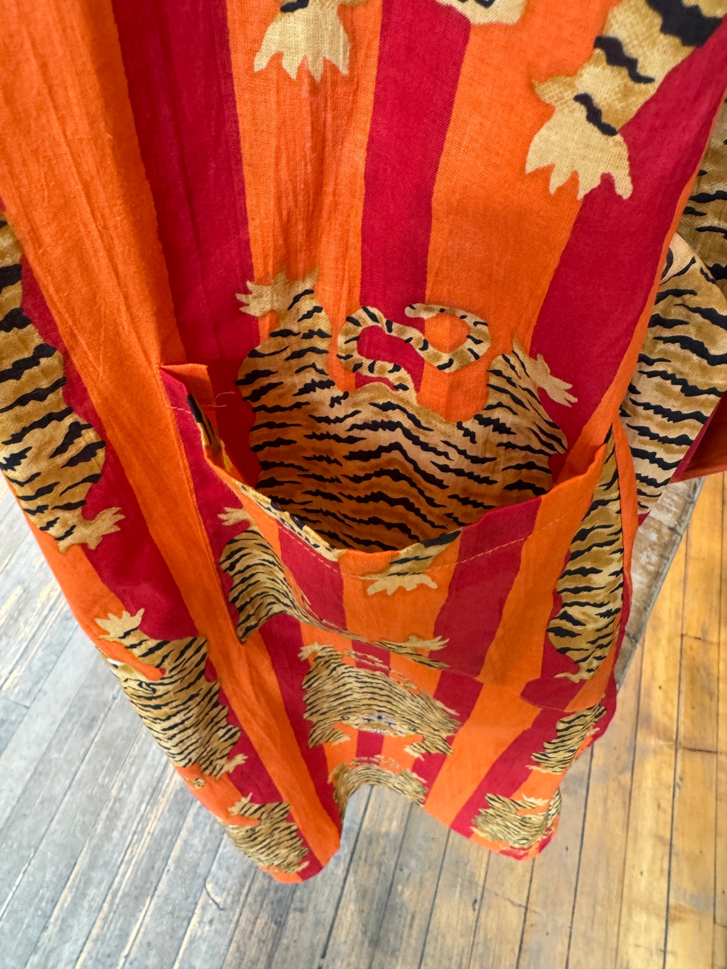 Tiger Print Orange Stripe Bathrobe