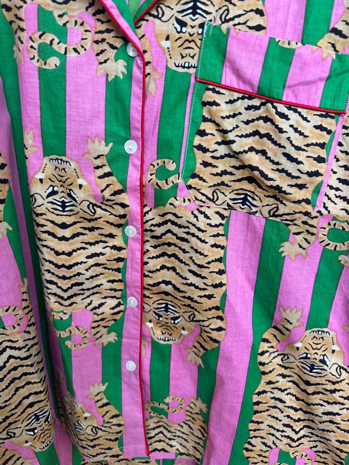 Tiger Print Pink & Green Pajama Set