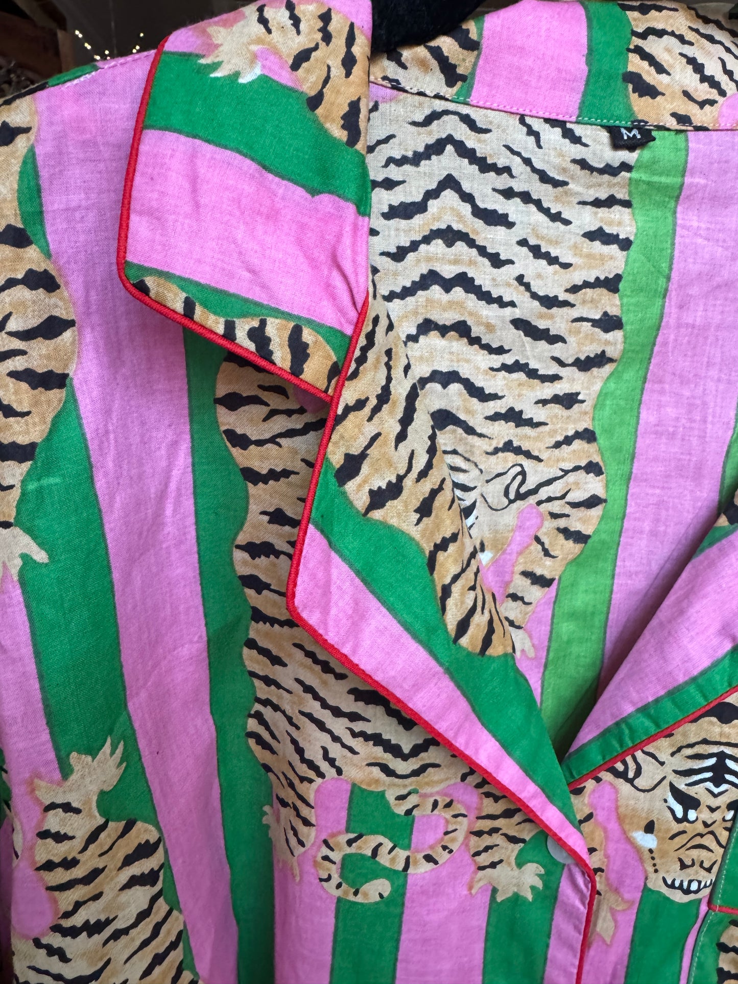 Tiger Print Pink & Green Pajama Set