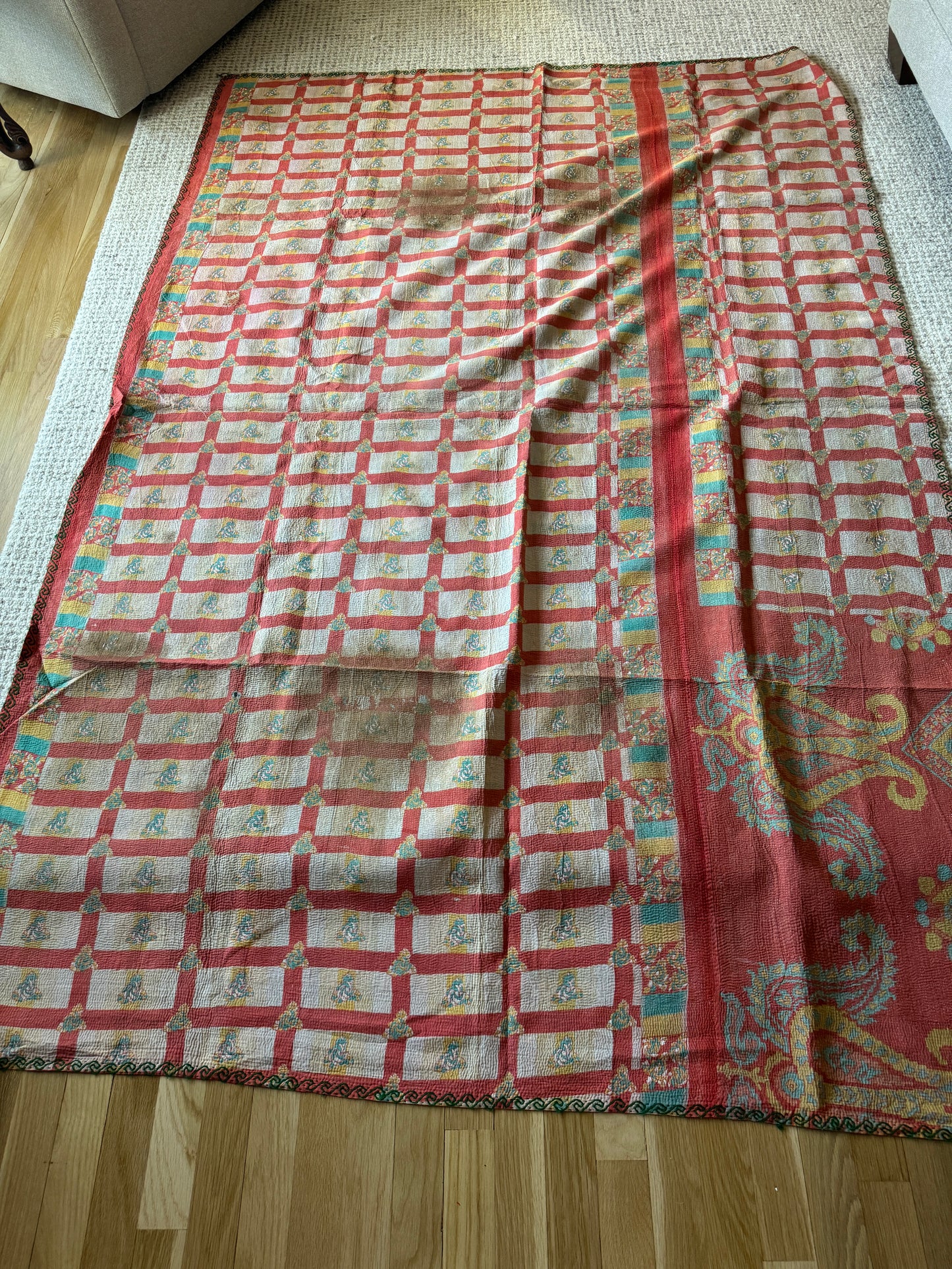 #216 Vintage Cotton Handstitched Kantha Throw