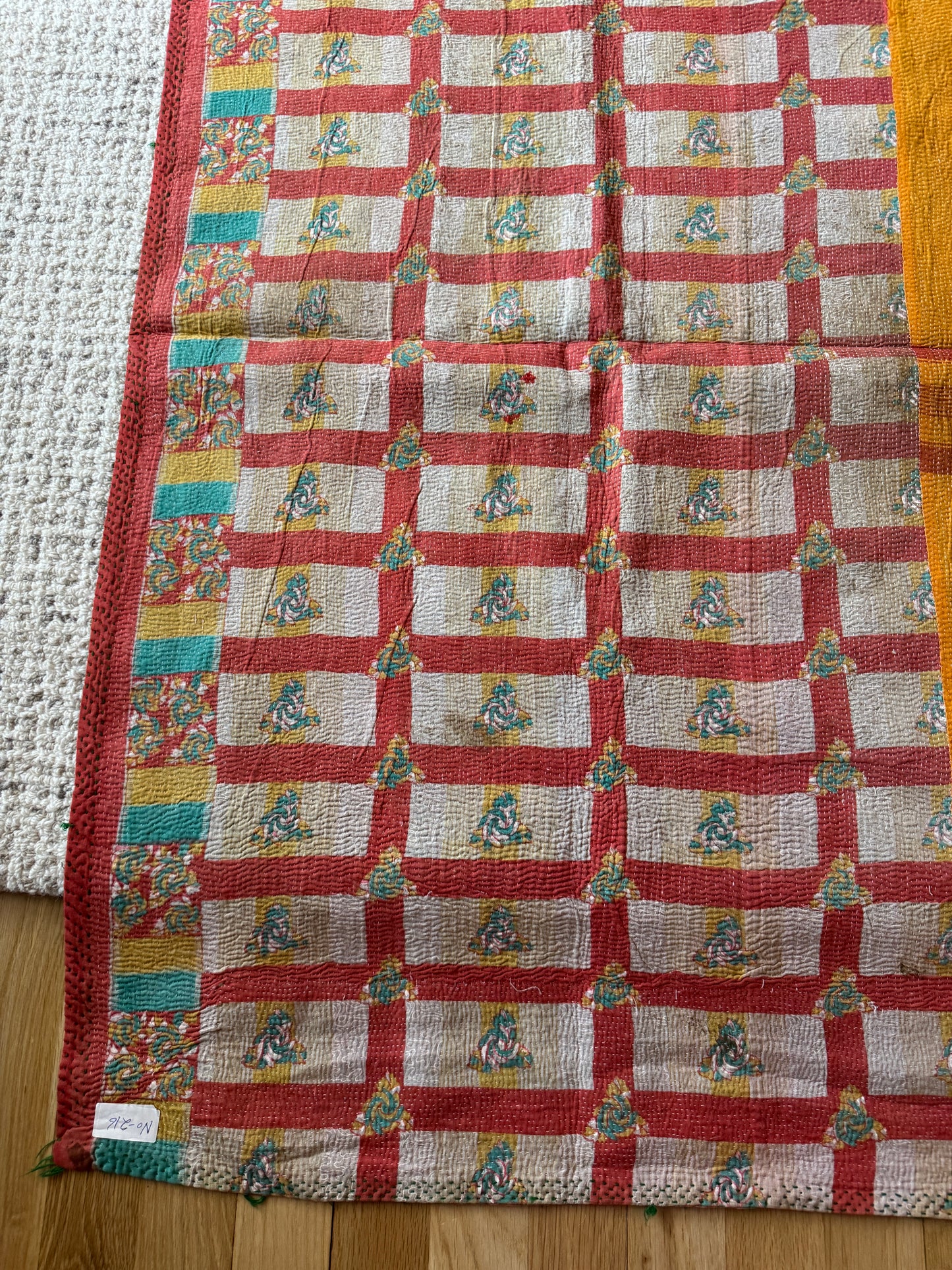 #216 Vintage Cotton Handstitched Kantha Throw