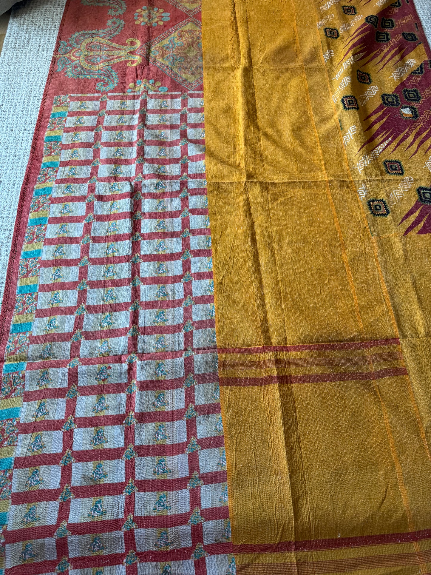 #216 Vintage Cotton Handstitched Kantha Throw