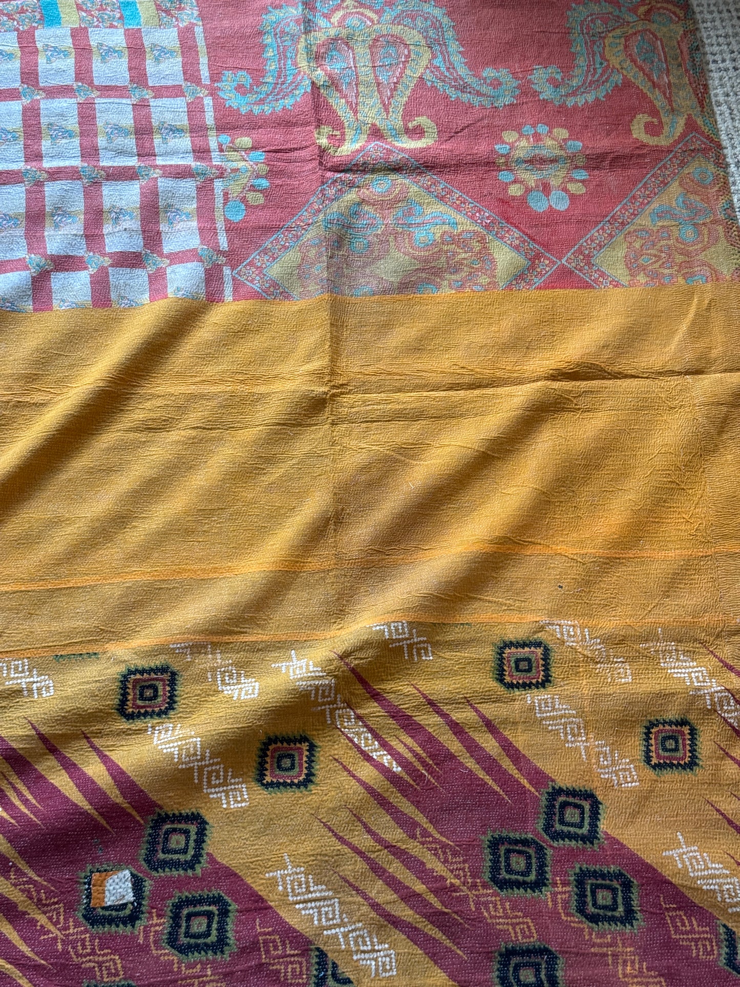 #216 Vintage Cotton Handstitched Kantha Throw