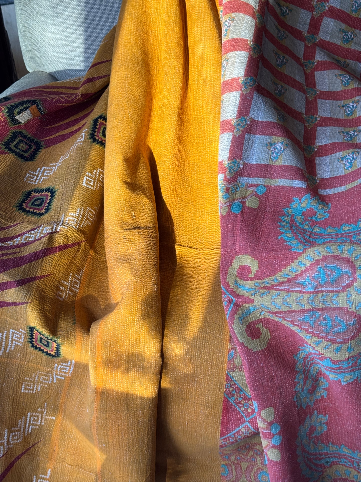 #216 Vintage Cotton Handstitched Kantha Throw