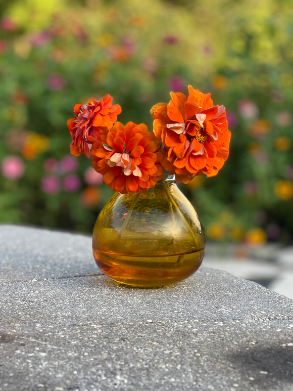 Amber Hand Blown Glass Vase