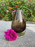 Smoky Hand Blown Bud Vase