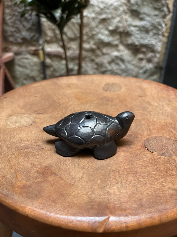 Oaxacan Large Black Pottery Turtle Whistle