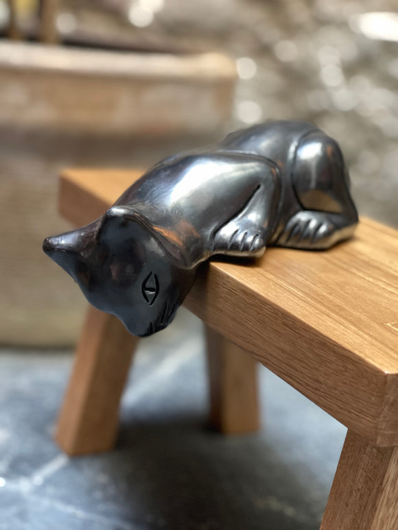 Oaxacan Playful Black Pottery Cat