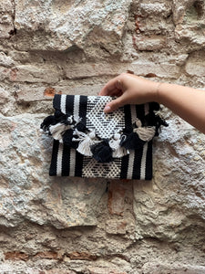 Oaxacan Handwoven Black & White Purse with Flap