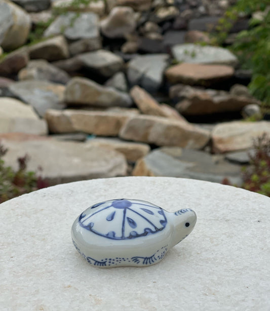 Painted Porcelain Turtle Triangle Painted Design