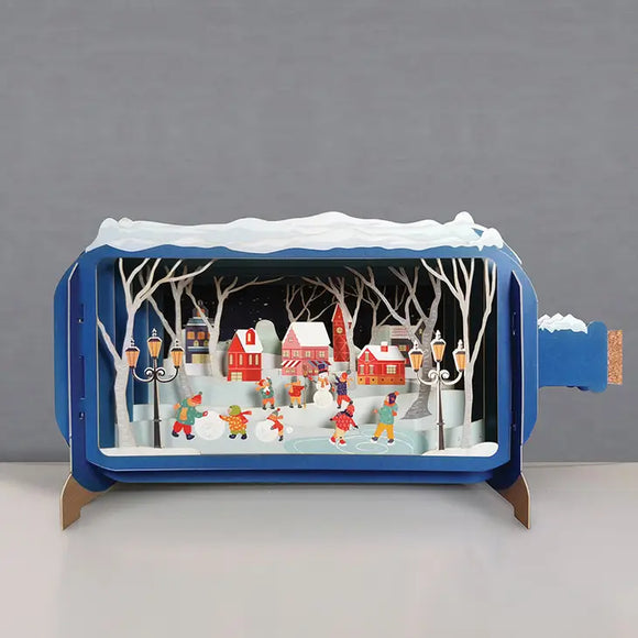 Message In A Bottle Pop Up Card Skating Christmas