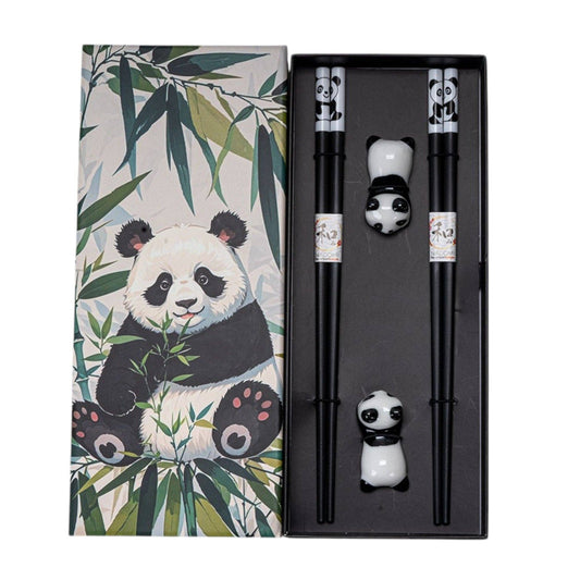 Panda Cat 2 Pair Chopsticks and Chopsticks Rests Gift Set