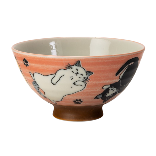 Neko Cat 10oz 4.5"Dia x 2.5"H Porcelain Rice Bowl Pink JP (10/120)