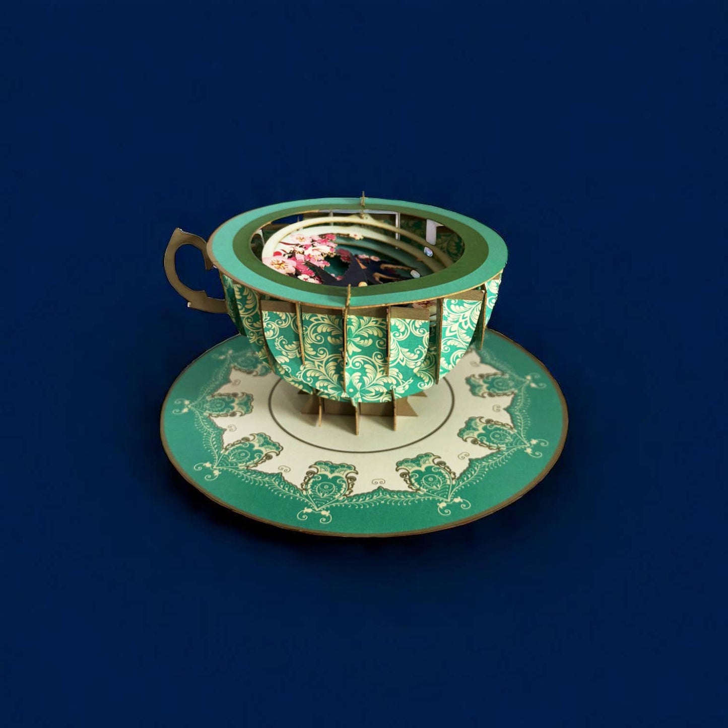 A cup of tea pop up card - Cherry Blossom