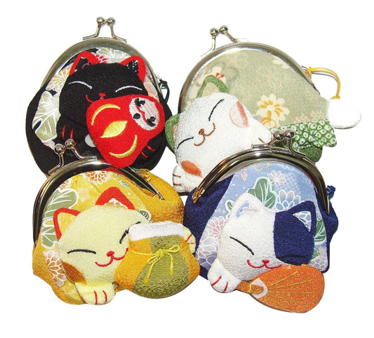 Maneki Neko Lucky Cat Purse - Purple