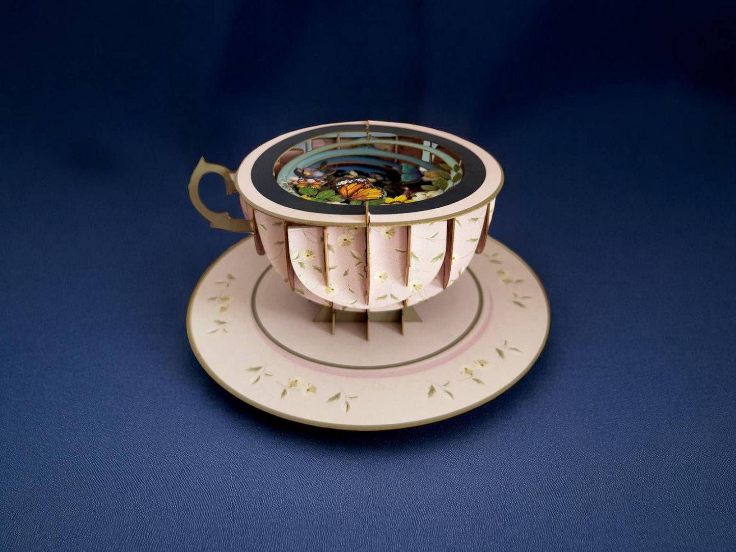 A cup of tea pop up card - Butterflies