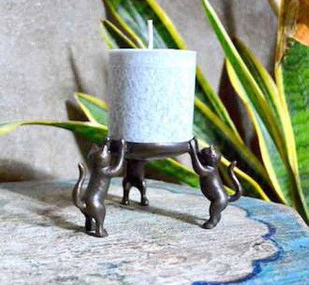 3 Cat Candle Holder