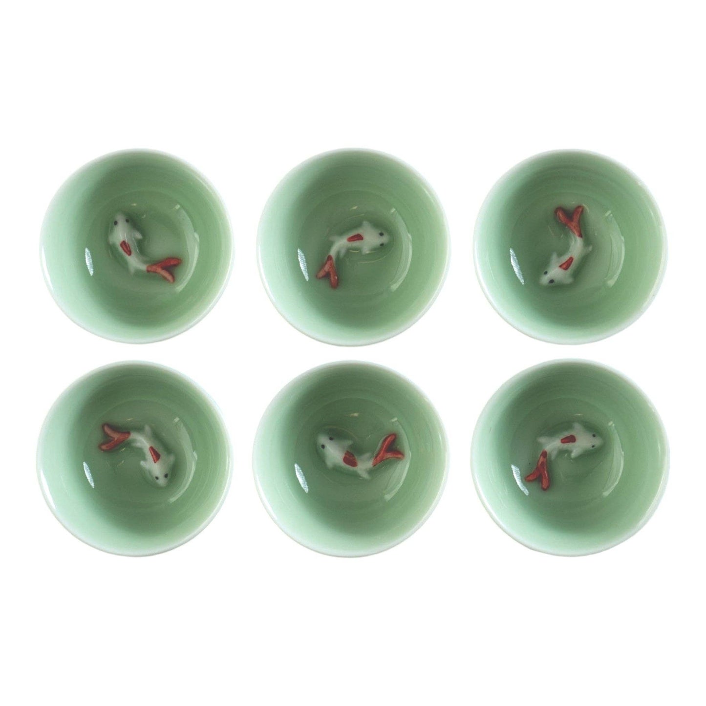 2.5"D Koi Fish Kung Fu Tea Cups 6 Piece Set