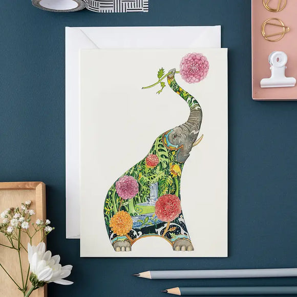 Elephant With A Flower Greeting Card