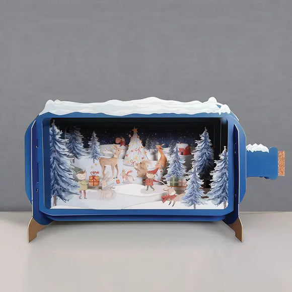 Message In A Bottle Pop Up Card Animal Christmas
