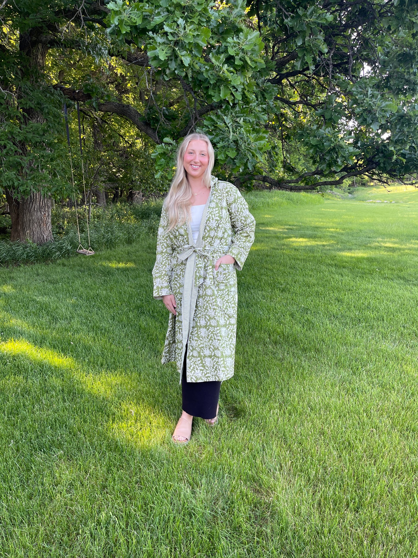 Reversible Cotton Hooded Bathrobe & Coat