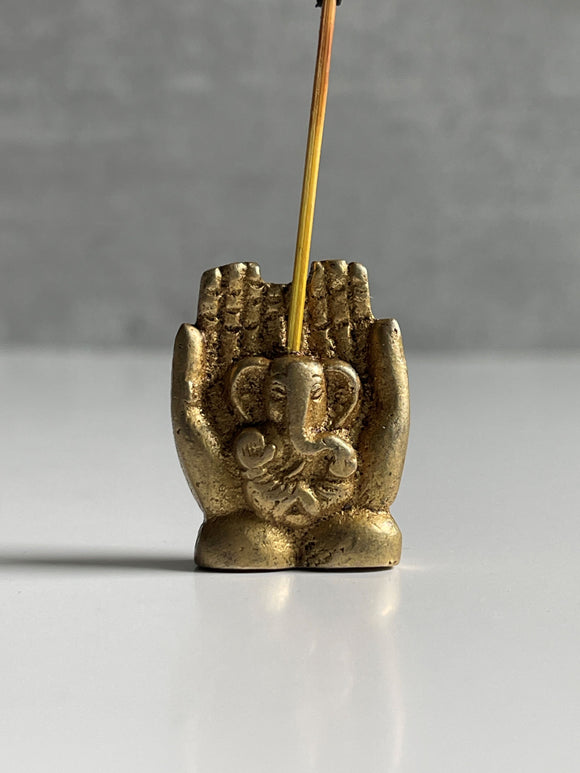 Brass Hands & Elephant Incense Holder