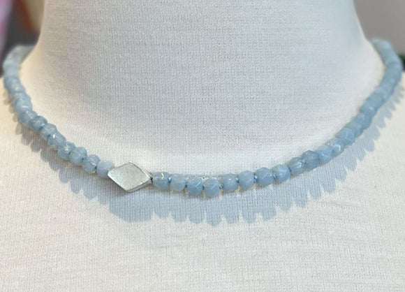 Blue Crystal Necklace & Sterling Silver