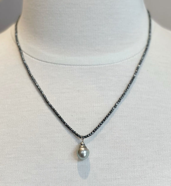 Gray Hematite Necklace & Gray Sea Pearl