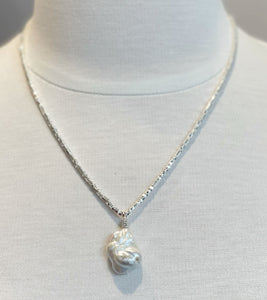 Silver Hematite & Pearl Necklace