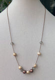 Brown & Champagne Pearl & Bronze Bead Necklace