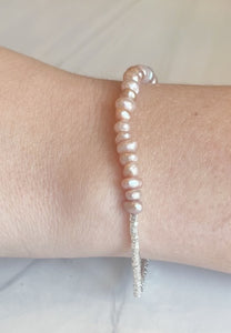 Silver Hematite & Pink Pearl Bracelet