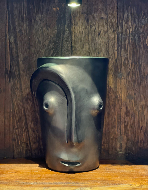 Oaxacan Black Pottery Face Vase