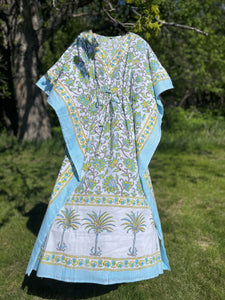 Full Flower Green & Blue Kaftan