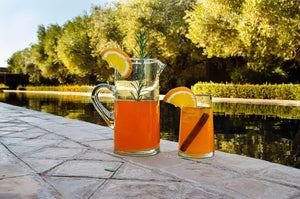 Moroccan Hand Blown Pitcher with Handle, Clear