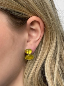 Two Lemon Jade Stone Earrings