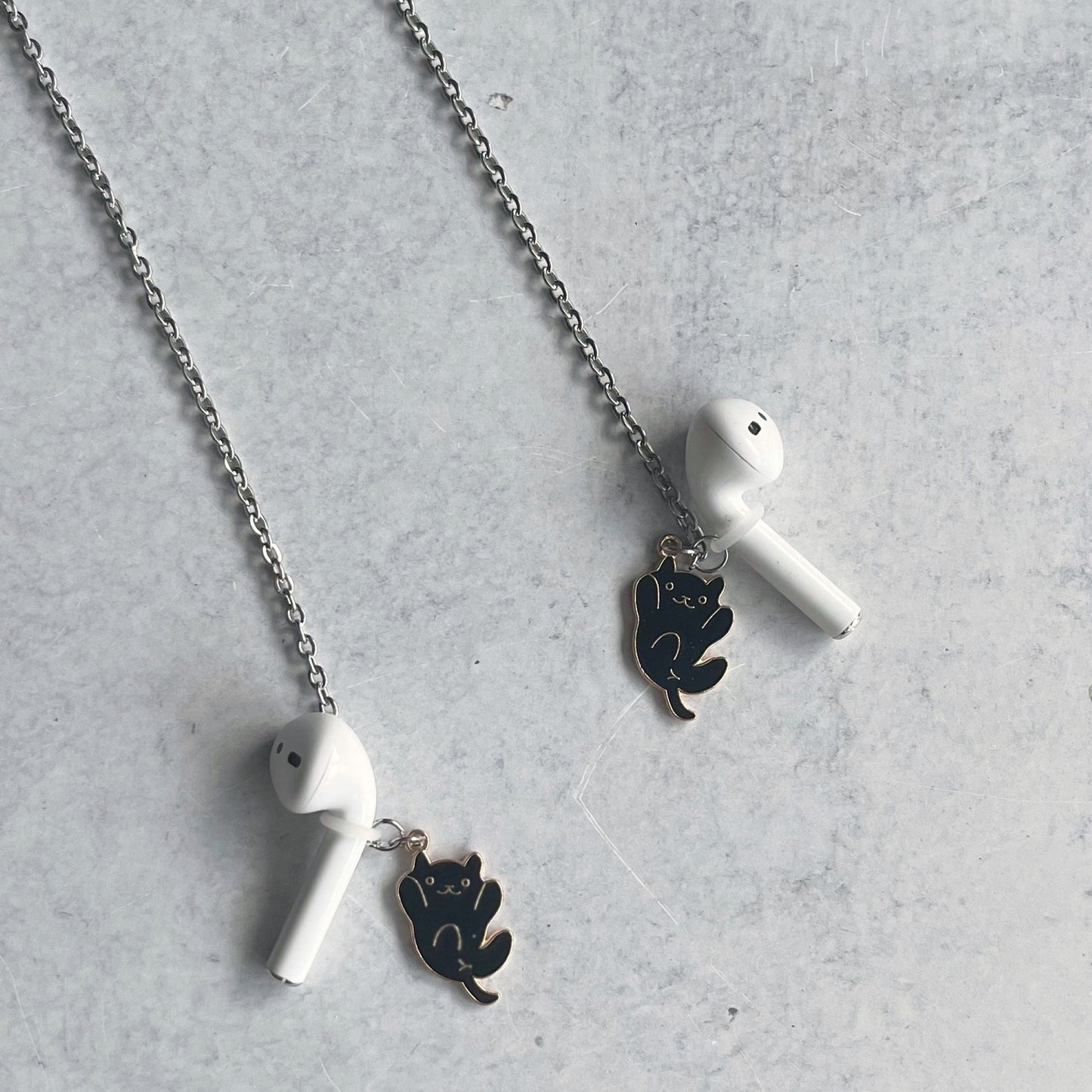 AirPod Neck Chain & Black Cat Charm