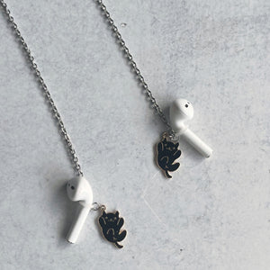 AirPod Neck Chain & Black Cat Charm