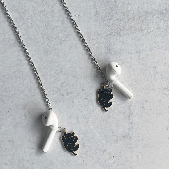 AirPod Neck Chain & Black Cat Charm