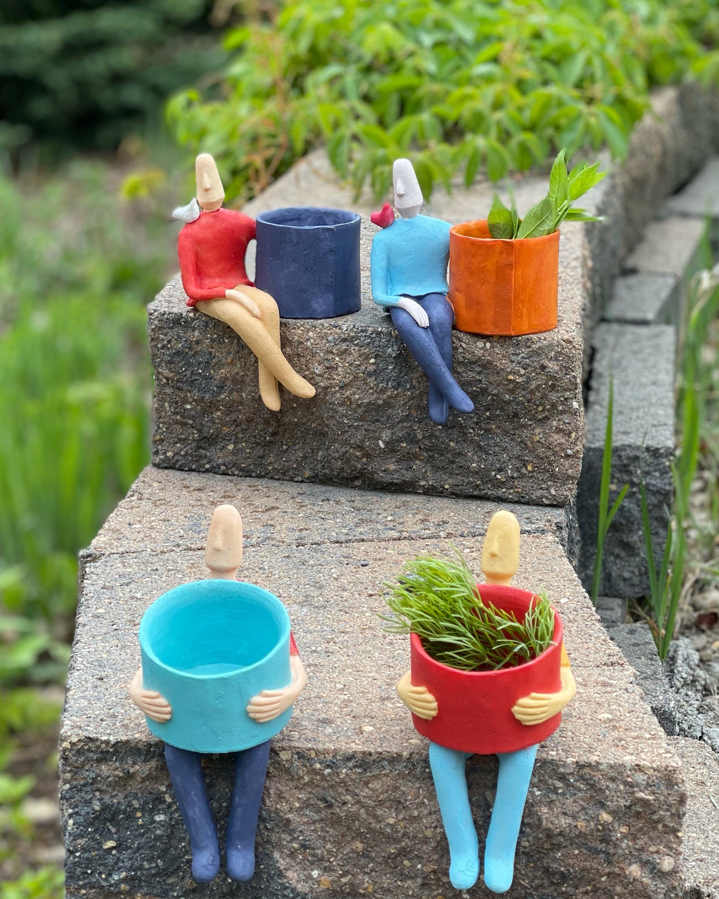 Sitting People Planters