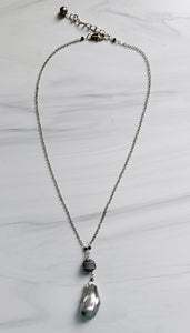 Gray Pearl Drop Necklace