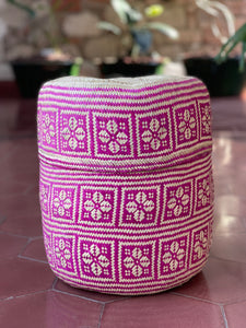 Oaxacan Handwoven Basket Pink/Natural Lg