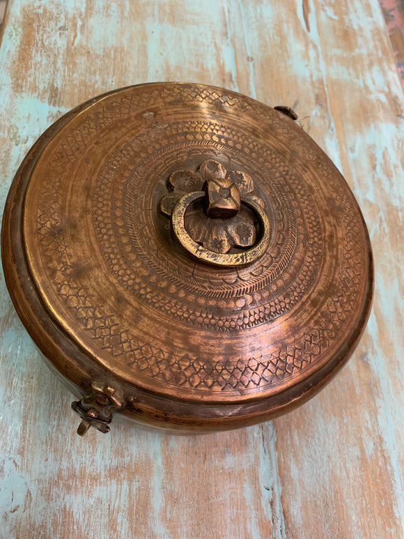 Vintage Hammered Brass Chapati Box