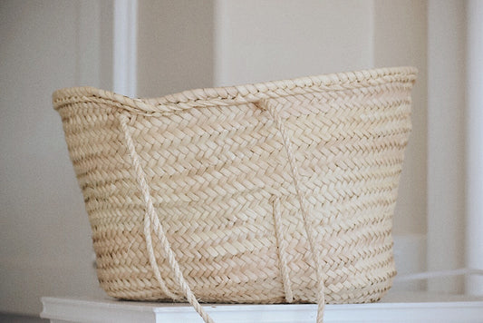 Long Handle Handwoven Moroccan Basket